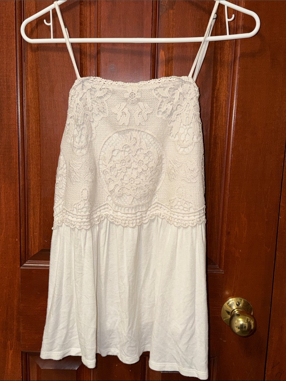 Ayla White Lace-Trim Spaghetti Strap Adjustable Cami